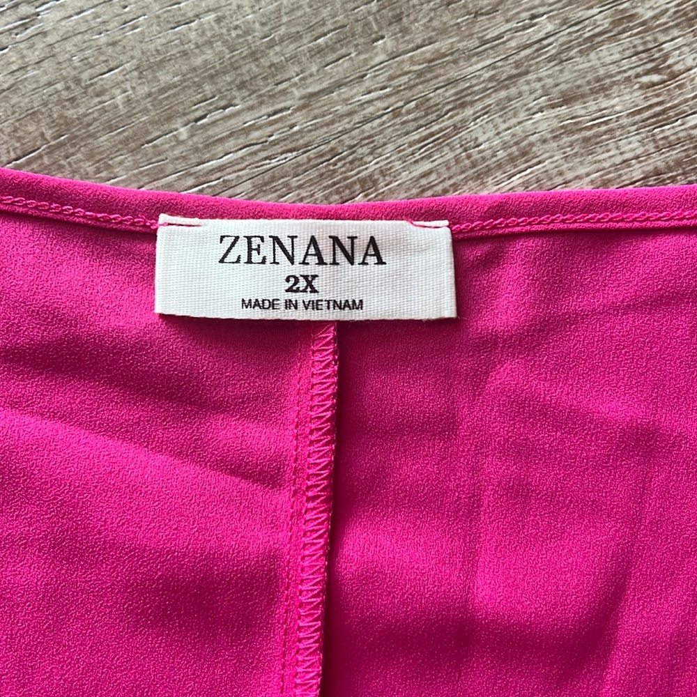 Zenana NWOT Pink Rolled Cuff V Neck Tee Shirt size 2X - Picture 9 of 10